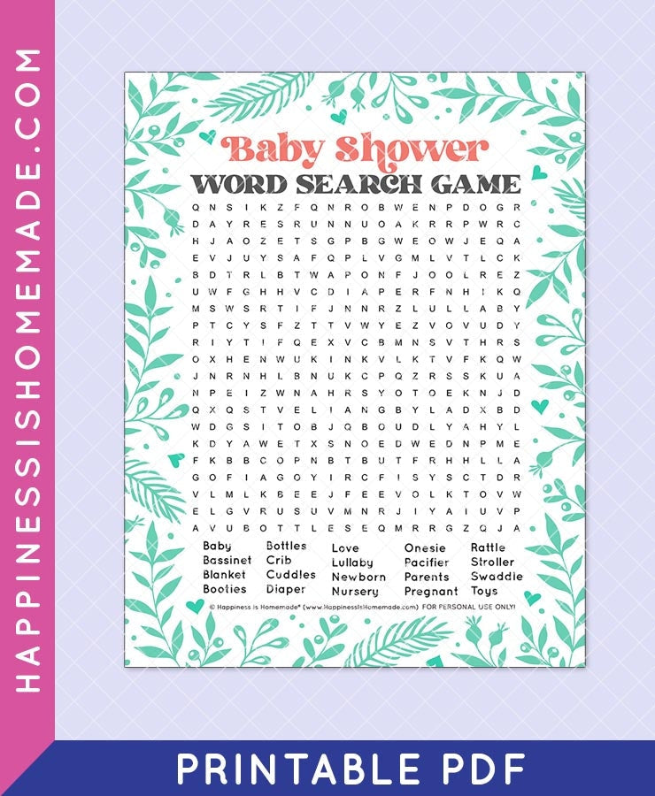 Baby Shower Word Search Happiness Is Homemade Baby Shower Word Search Happiness Is Homemade