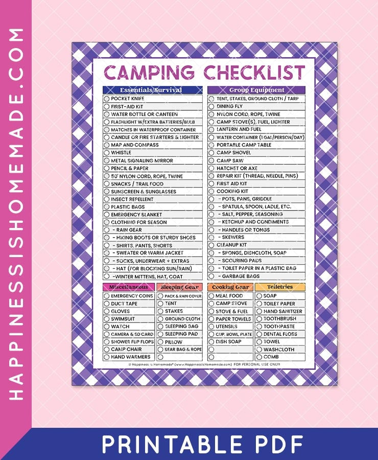 Printable Camping Checklist printable-camping-checklist