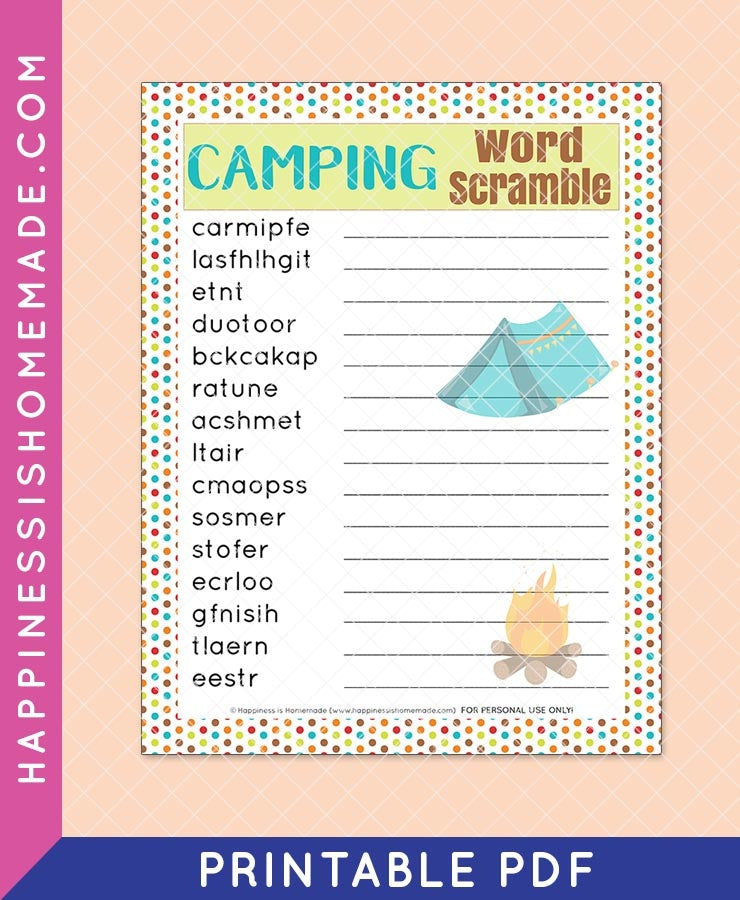 Camping Word Scramble