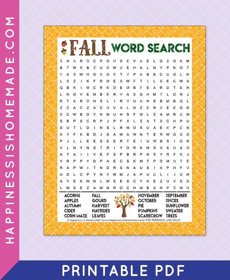 fall-word-search-happiness-is-homemade for Free Fall Word Search Printable Fall Word Search – Happiness is Homemade for Free Fall Word Search Printable