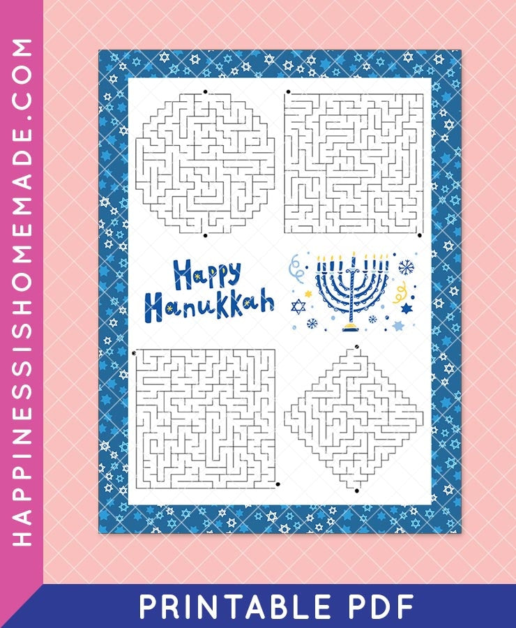 BEST VALUE 30 Hanukkah Maze Coloring Book Instant Download