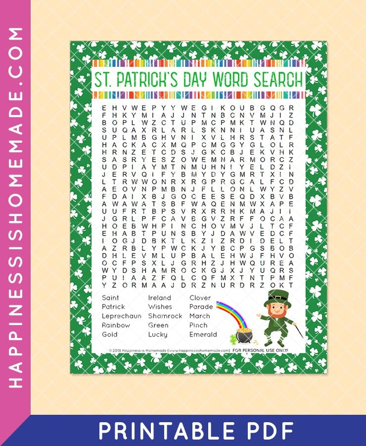 st-patrick-s-day-word-search-happiness-is-homemade for Free Printable St Patrick S Day Word Search St. Patrick's Day Word Search – Happiness is Homemade for Free Printable St Patrick S Day Word Search