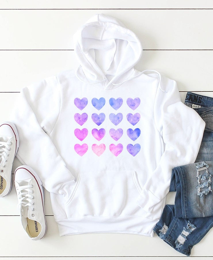 Watercolor Hearts Sublimation - Purple