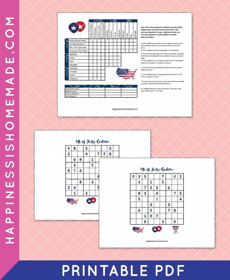 4th of July Sudoku and Logic Puzzle