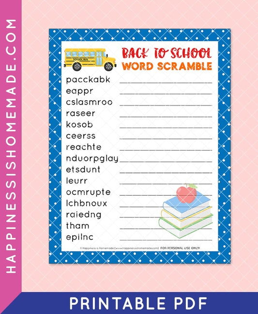 Back-to-School Word Scramble