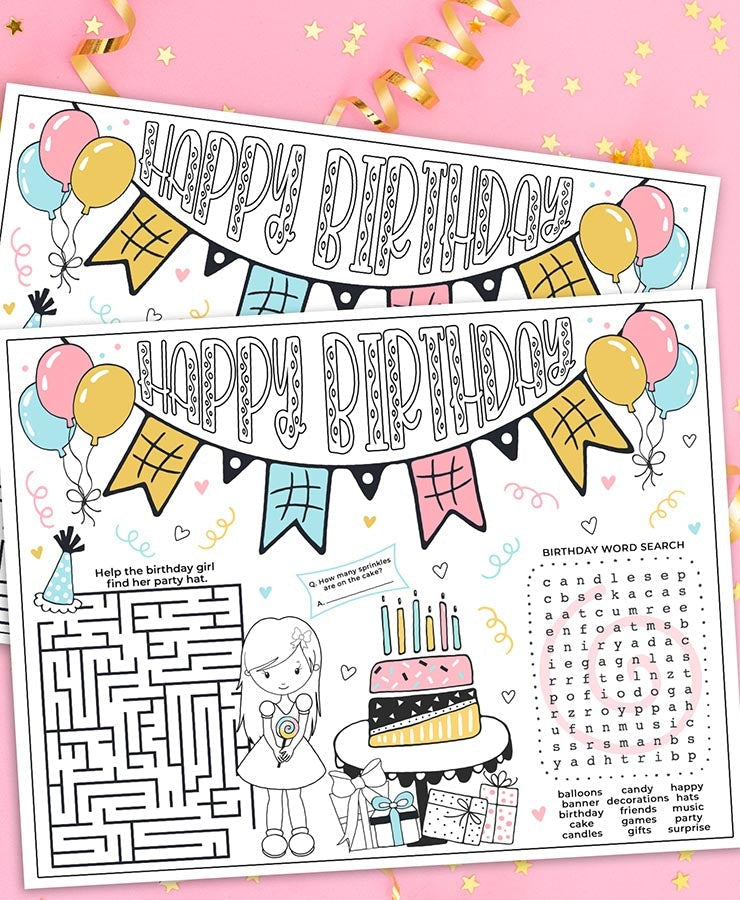 Birthday Activity Placemat