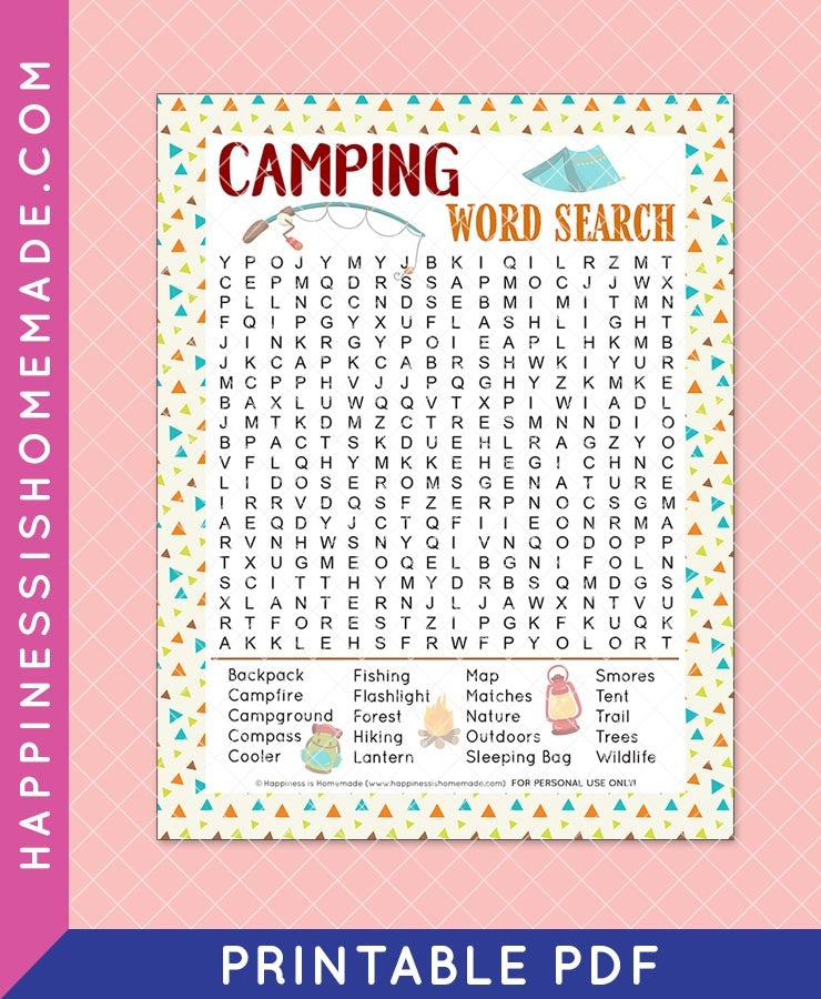 Camping Word Search – Happiness is Homemade