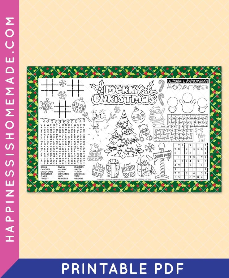 Christmas Activity Placemat – Happiness is Homemade
