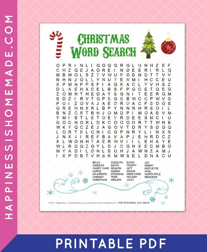 Christmas Word Search – Happiness is Homemade