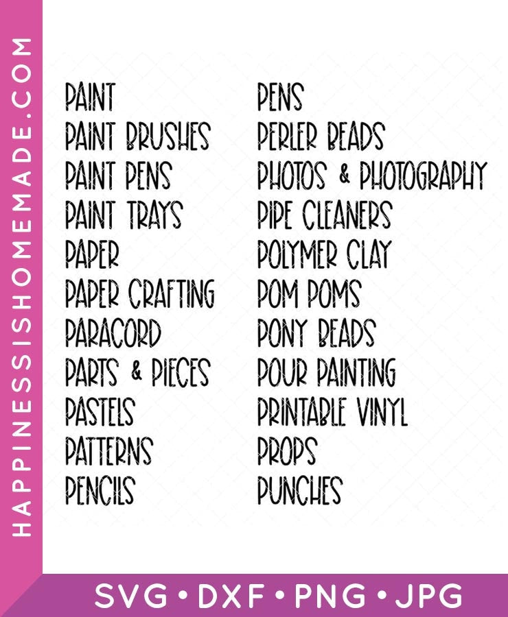 Craft Room Labels SVG