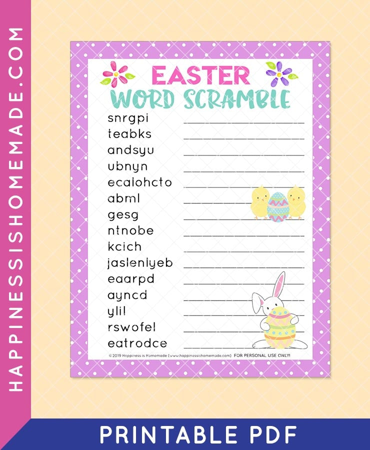 Easter Word Scramble – Happiness is Homemade