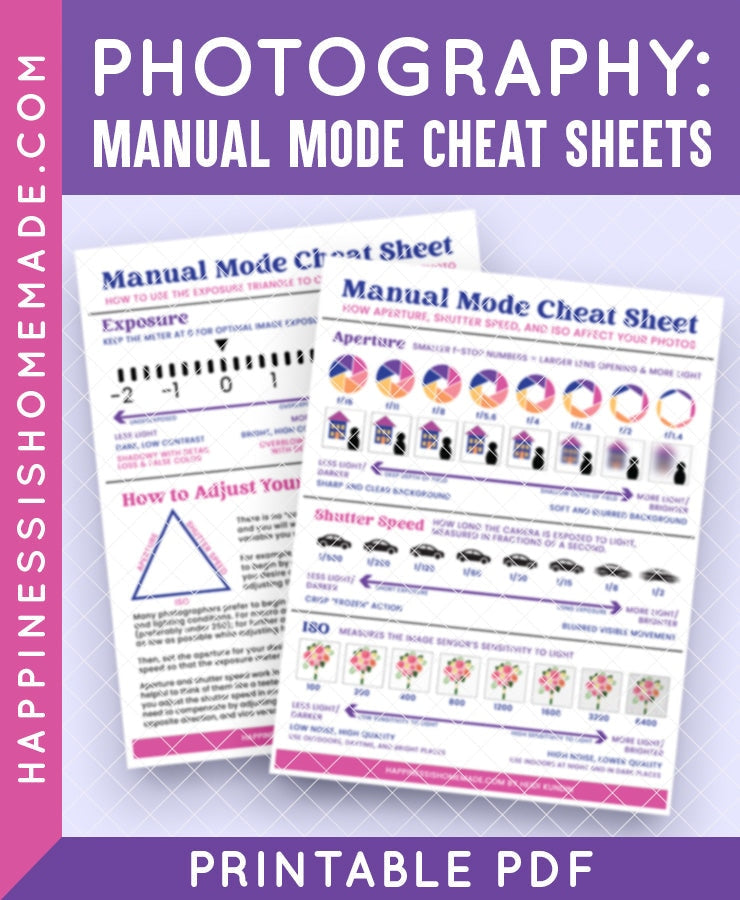 Manual Mode Photography Cheat Sheets – Happiness is Homemade