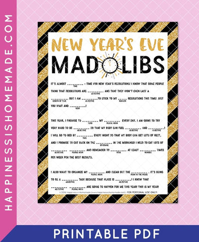 New Year's Eve Mad Libs
