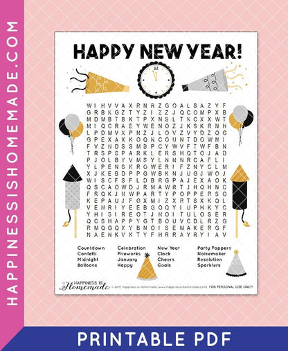 New Year's Eve Word Search