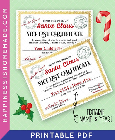 Santa's "Nice List" Certificate