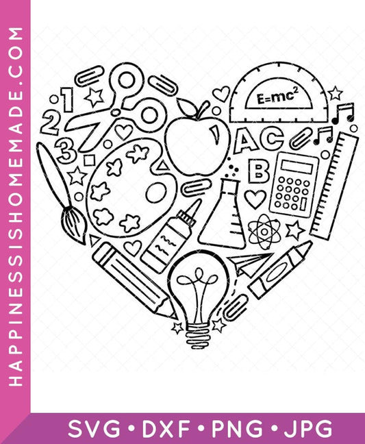 School Supplies Heart SVG