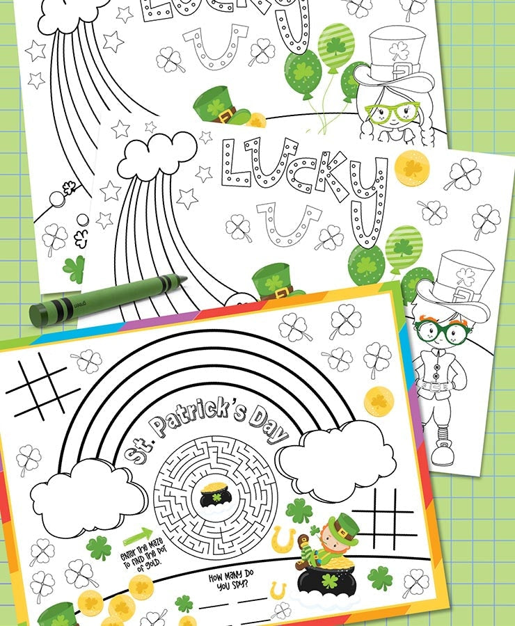 St. Patrick's Day Activity Placemat and Coloring Sheets