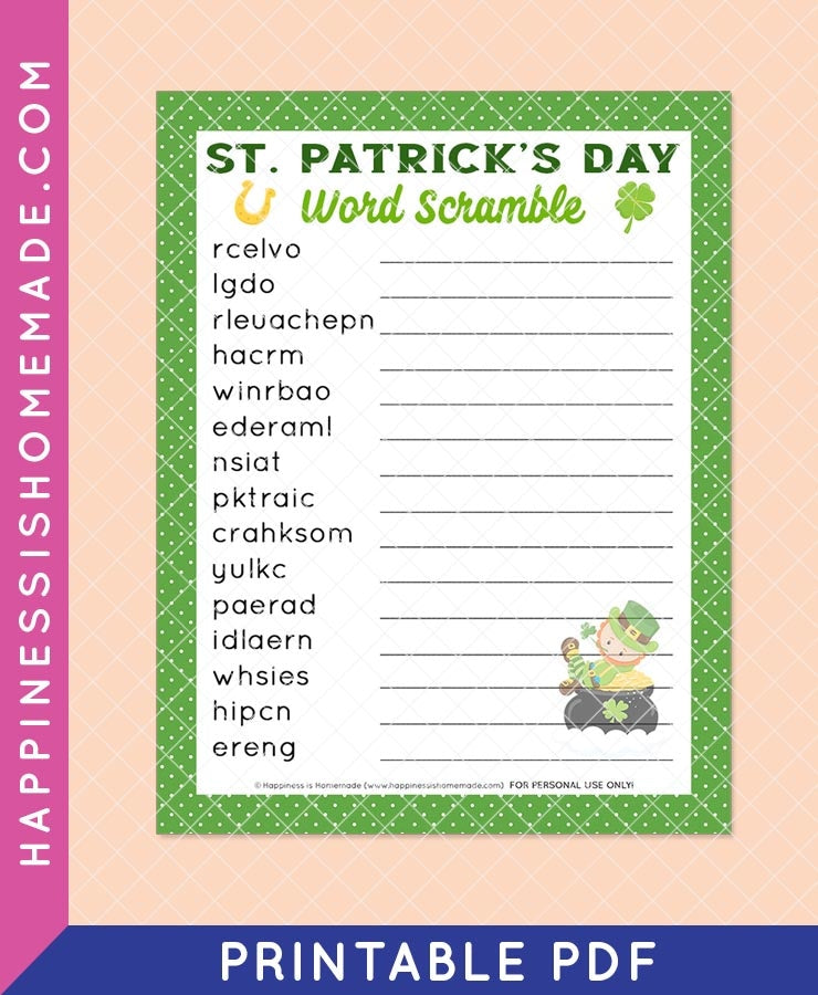 St. Patrick's Day Word Scramble – Happiness is Homemade