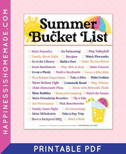 Summer Bucket List