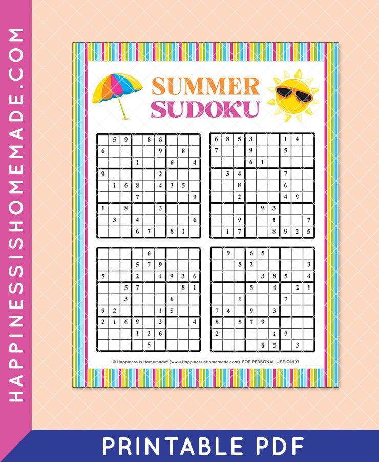 Summer Sudoku Happiness Is Homemade Summer sudoku happiness is homemade