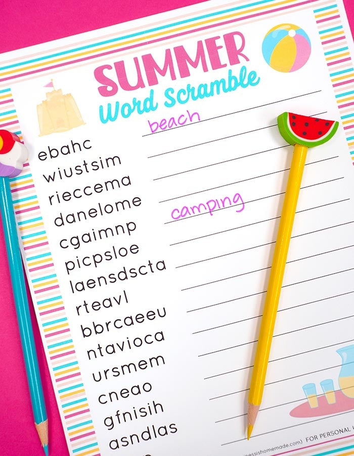 Summer Word Scramble