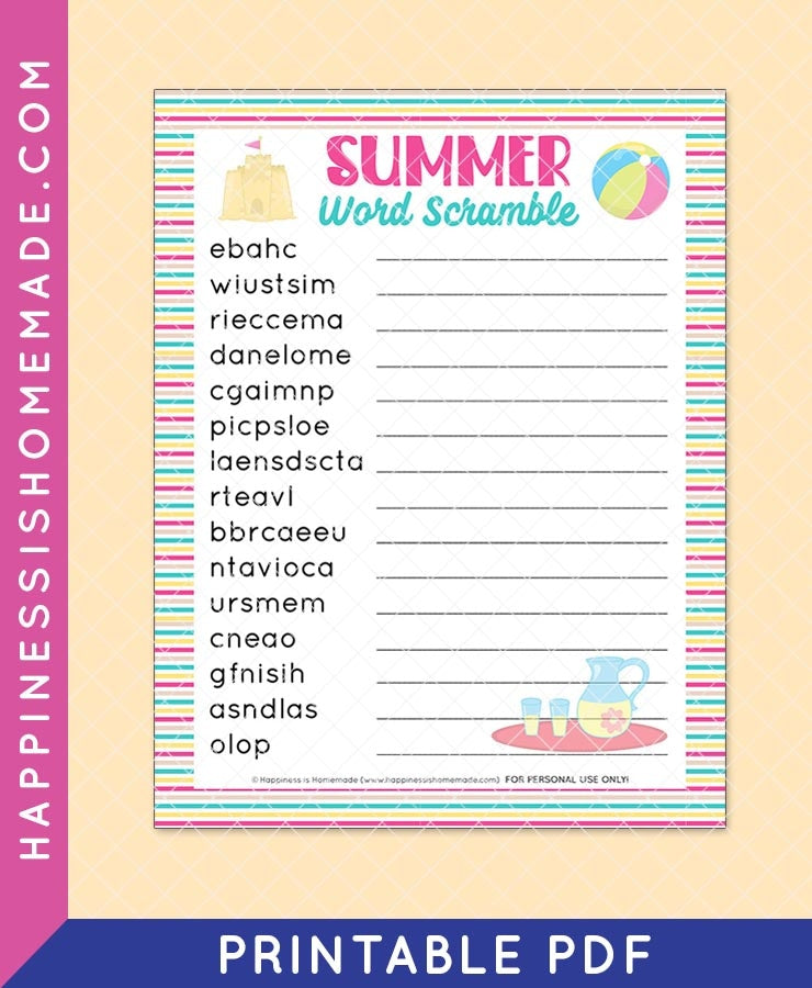 Summer Word Scramble