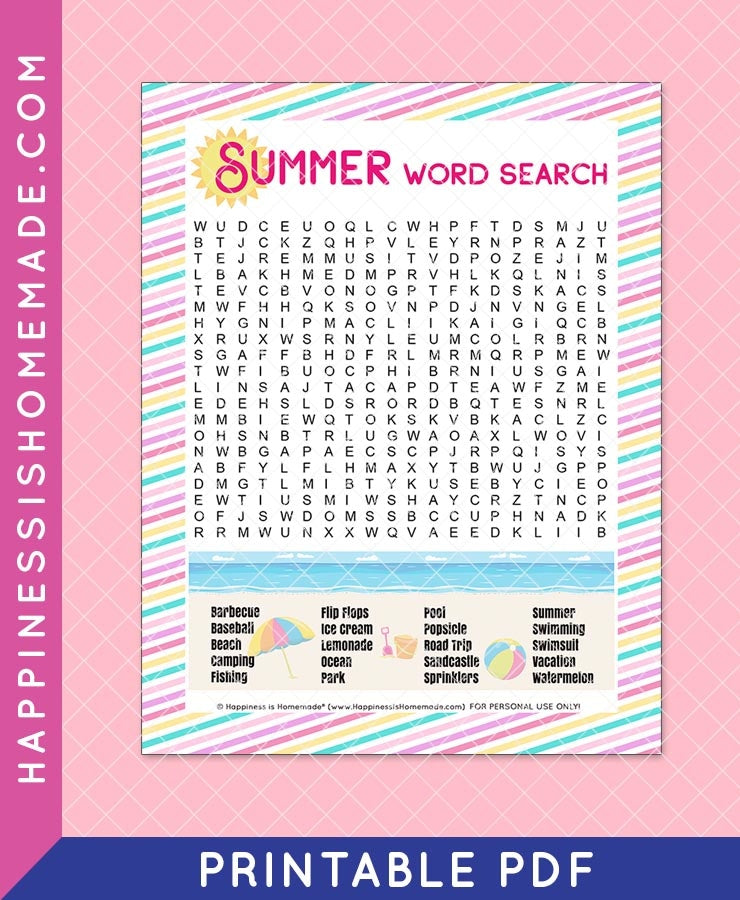 Summer Word Search – Happiness is Homemade