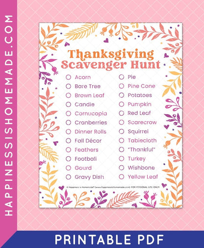 Thanksgiving Scavenger Hunt