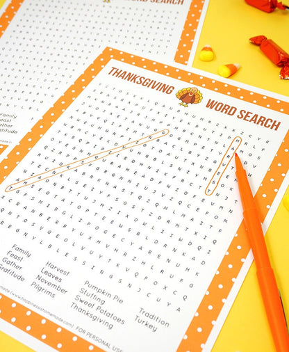 Thanksgiving Word Search