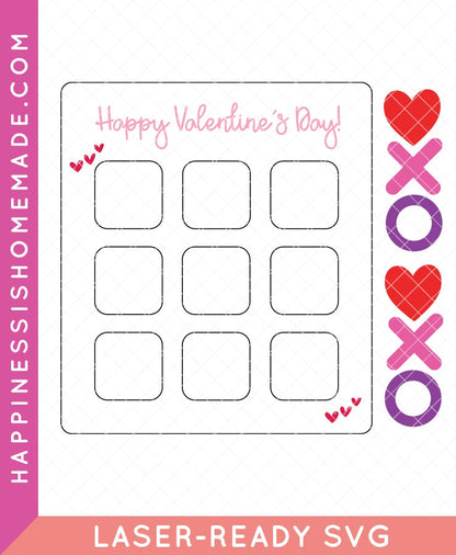 Valentine Tic-Tac-Toe Laser SVG