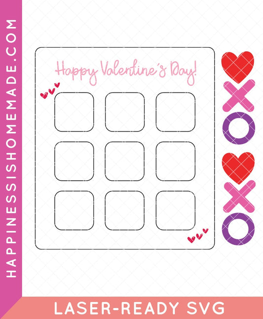 Valentine Tic-Tac-Toe Laser SVG