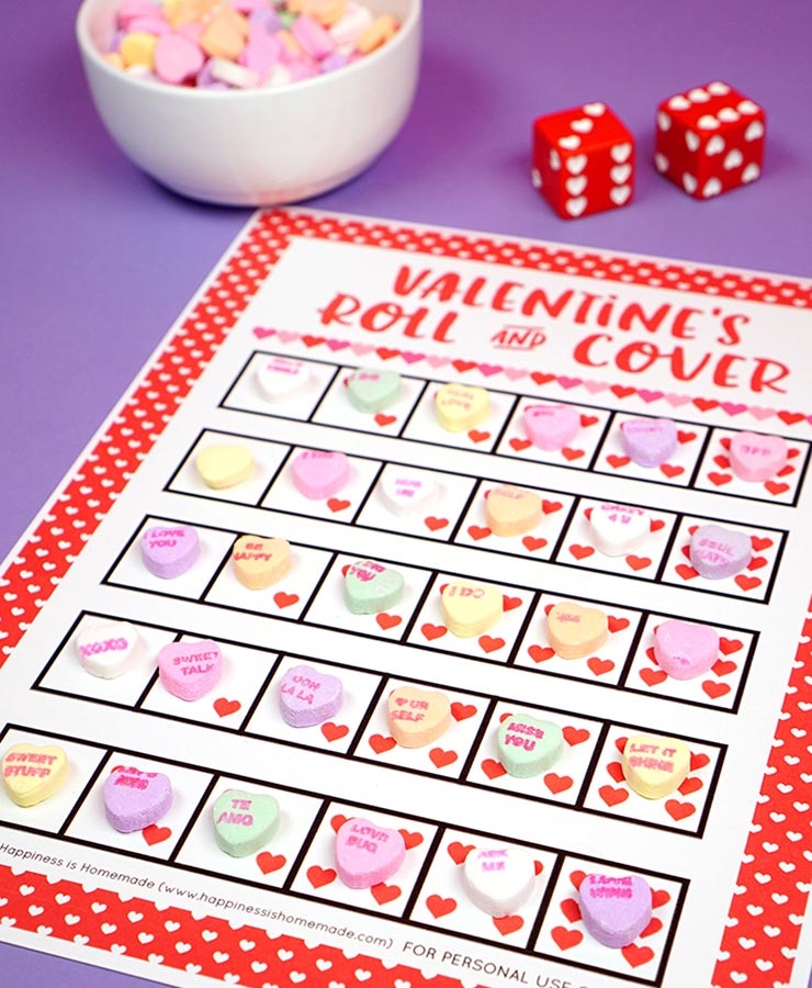 Valentine's Day Roll and Cover Game