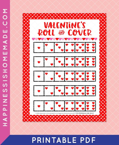 Valentine's Day Roll and Cover Game