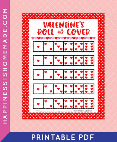 Valentine's Day Roll and Cover Game