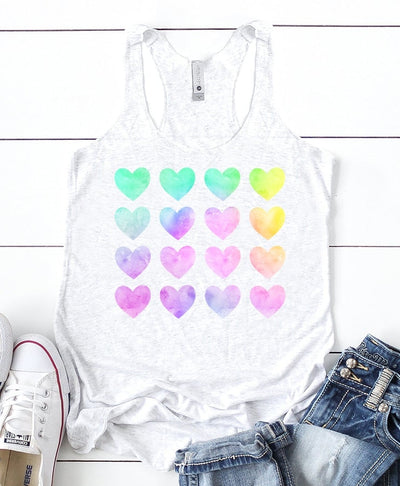 Watercolor Hearts Sublimation - Multicolor