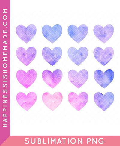 Watercolor Hearts Sublimation - Purple