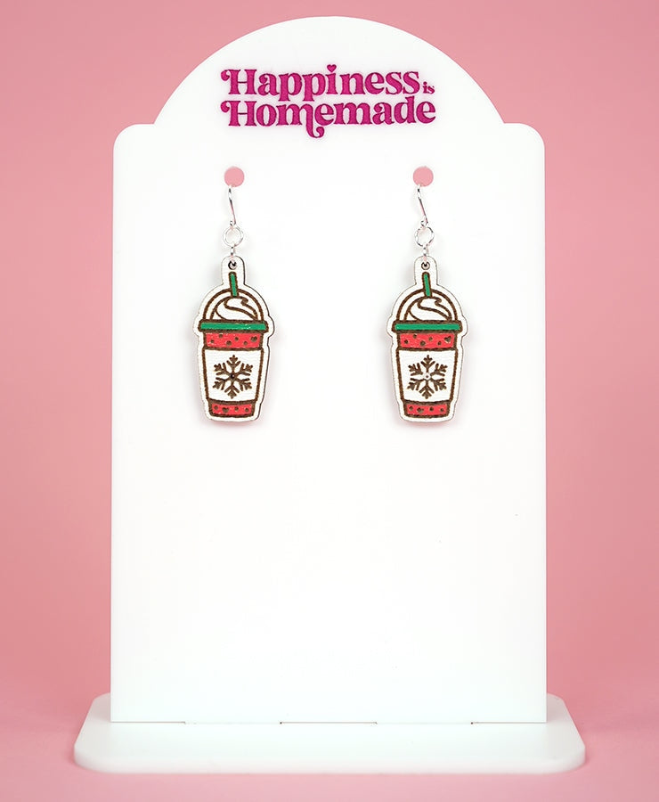 Winter Cold Cup Earrings - Red/Green