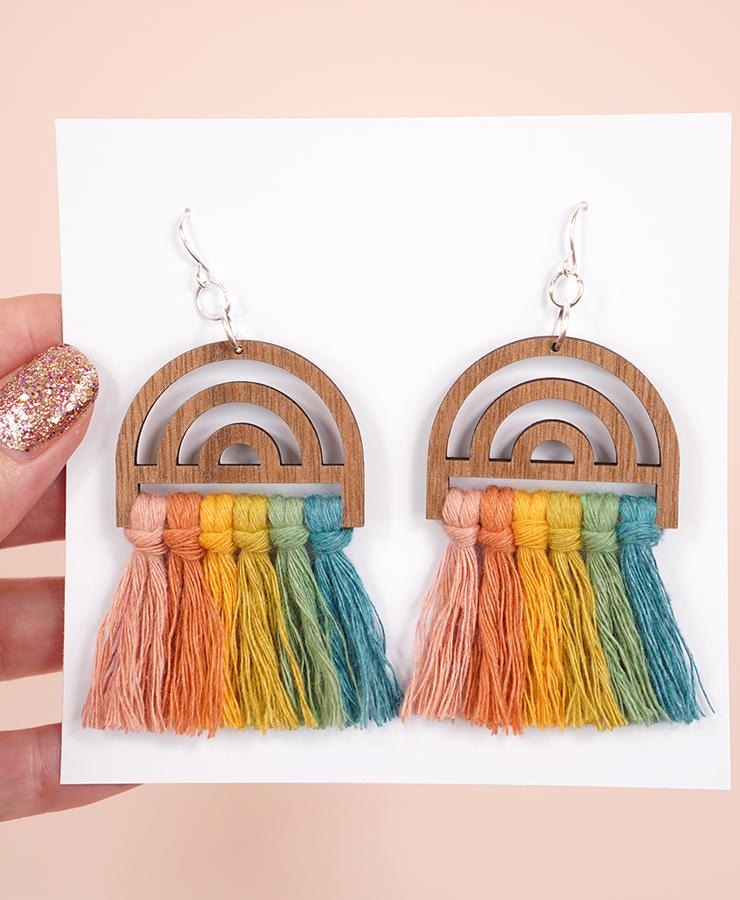 Wood Jewelry Findings: Rainbow Earrings